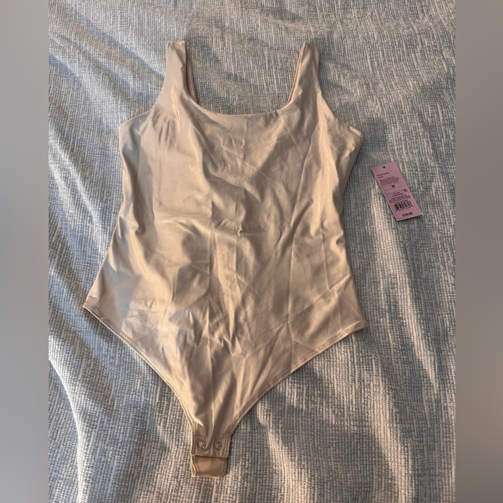 Cream Sleeveless Bodysuit with Scoop Neckline